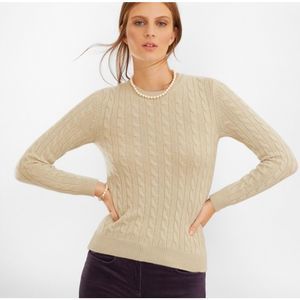 Brooks Brothers | Sweaters | Brooks Brothers Fleece 0 Cashmere Cable Knit  Tan Wool Sweater Womens Size M | Poshmark